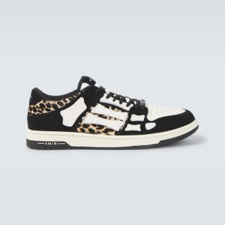 wholesale designer Amiri Leopard Skel Top Low leather sneakers in multicoloured