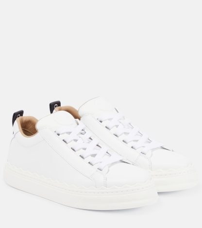 wholesale designer Chloé Lauren leather sneakers in white