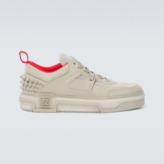 wholesale designer Christian Louboutin Astroloubi leather and suede sneakers in white