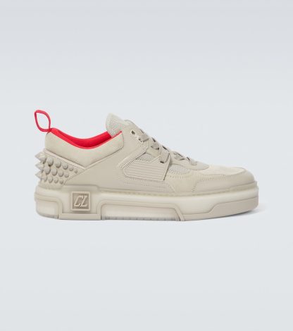 wholesale designer Christian Louboutin Astroloubi leather and suede sneakers in white