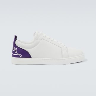 wholesale designer Christian Louboutin Fun Louis Junior leather sneakers in white