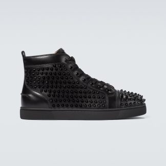 wholesale designer Christian Louboutin Louis Spikes sneakers in black