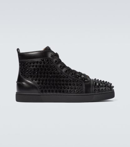 wholesale designer Christian Louboutin Louis Spikes sneakers in black