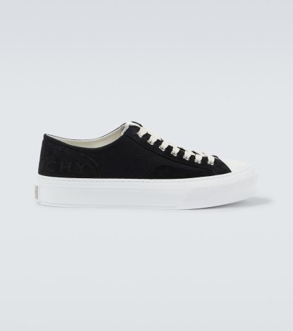 wholesale designer Givenchy City suede and canvas sneakers in black