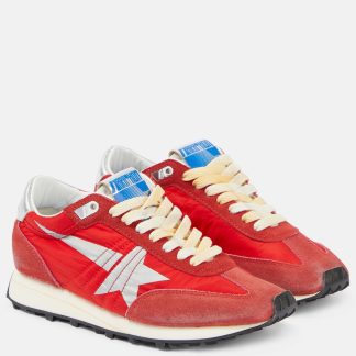 wholesale designer Golden Goose Marathon suede-trimmed sneakers in red