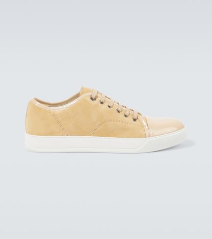 wholesale designer Lanvin DBB1 suede and patent leather sneakers in beige