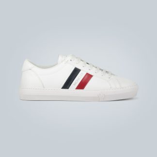 wholesale designer Moncler New Monaco leather sneakers in white