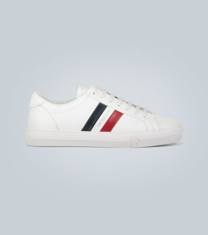 wholesale designer Moncler New Monaco leather sneakers in white