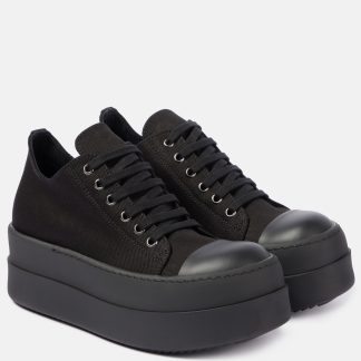 wholesale designer Rick Owens DRKSHDW Double Bumper denim platform sneakers in black