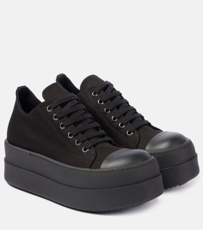 wholesale designer Rick Owens DRKSHDW Double Bumper denim platform sneakers in black