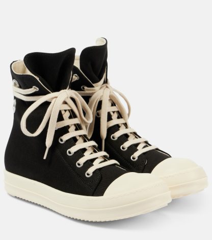 wholesale designer Rick Owens Denim high-top sneakers in black