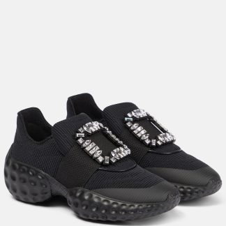 wholesale designer Roger Vivier Viv‘ Run Moonlight Strass sneakers in black