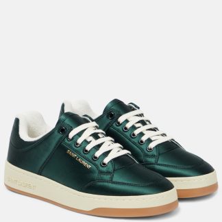 wholesale designer Saint Laurent SL/61 satin sneakers in green