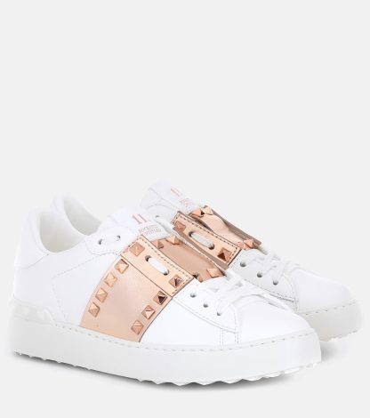 wholesale designer Valentino Garavani Valentino Garavani Rockstud Untitled leather sneakers in white