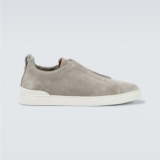 wholesale designer Zegna Triple Stitch suede sneakers in grey