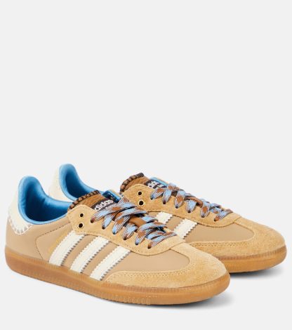 wholesale luxury Adidas x Wales Bonner Samba leather sneakers in beige