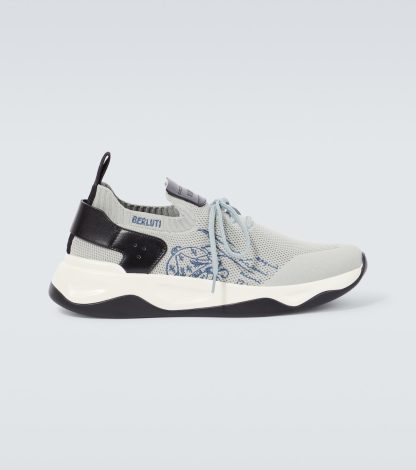 wholesale luxury Berluti Shadow embroidered sneakers in grey