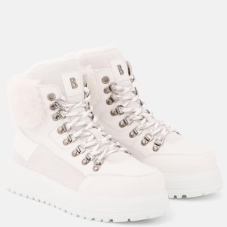 wholesale luxury Bogner Shearling-trimmed leather boots in white