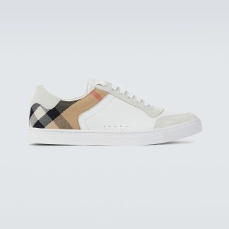 wholesale luxury Burberry Reeth checked leather sneakers in white