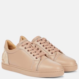 wholesale luxury Christian Louboutin Fun Vieira leather sneakers in beige