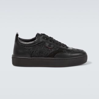 wholesale luxury Christian Louboutin Happyrui leather-trimmed sneakers in black