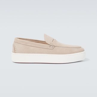 wholesale luxury Christian Louboutin Paqueboat suede boat shoes in beige