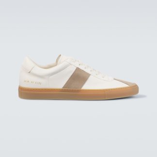 wholesale luxury Common Projects Tennis suede-trimmed leather sneakers in white