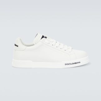 wholesale luxury Dolce & Gabbana Logo leather sneakers in white