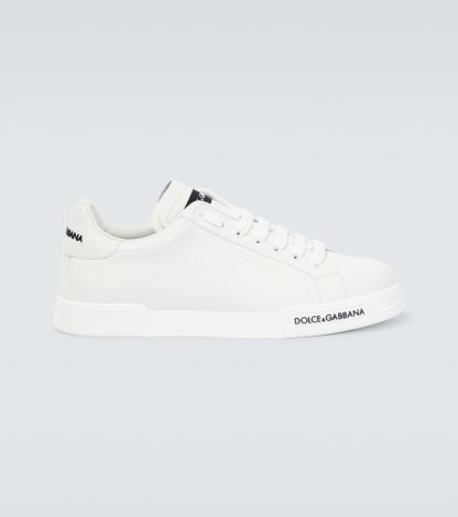 wholesale luxury Dolce & Gabbana Logo leather sneakers in white