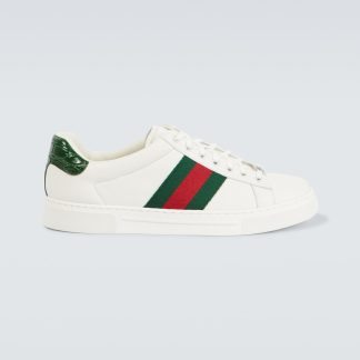 wholesale luxury Gucci Ace Web Stripe leather sneakers in multicoloured