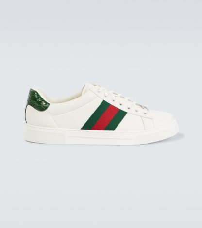 wholesale luxury Gucci Ace Web Stripe leather sneakers in multicoloured