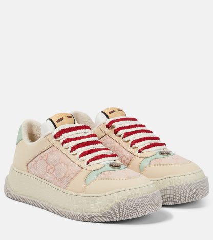 wholesale luxury Gucci Screener GG canvas and leather sneakers in brown