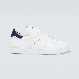 wholesale luxury Kiton Stitched leather sneakers in white