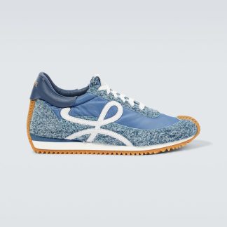 wholesale luxury Loewe Flow Runner leather-trimmed sneakers in blue