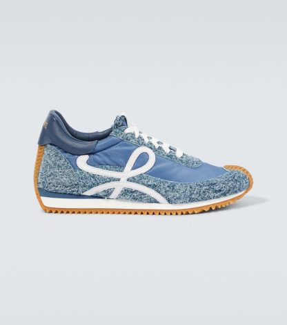 wholesale luxury Loewe Flow Runner leather-trimmed sneakers in blue