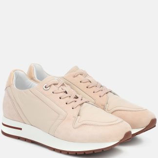 wholesale luxury Loro Piana My Wind suede-trimmed sneakers in pink