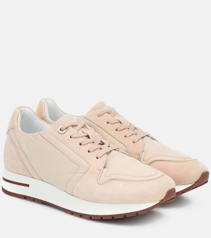 wholesale luxury Loro Piana My Wind suede-trimmed sneakers in pink