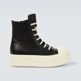 wholesale luxury Rick Owens Mega Bumper leather sneakers in black