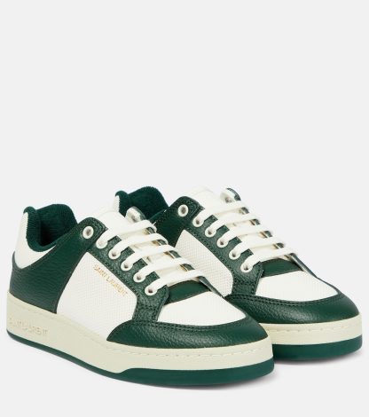 wholesale luxury Saint Laurent SL/61 leather and suede sneakers in brown