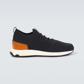 wholesale luxury Tods Leather-trimmed sneakers in black