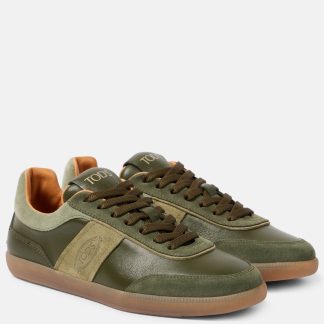 wholesale luxury Tods Tabs suede and leather sneakers in green