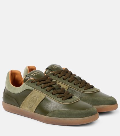 wholesale luxury Tods Tabs suede and leather sneakers in green