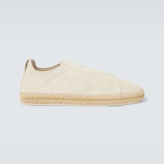 wholesale luxury Zegna Triple Stitch suede espadrilles in white